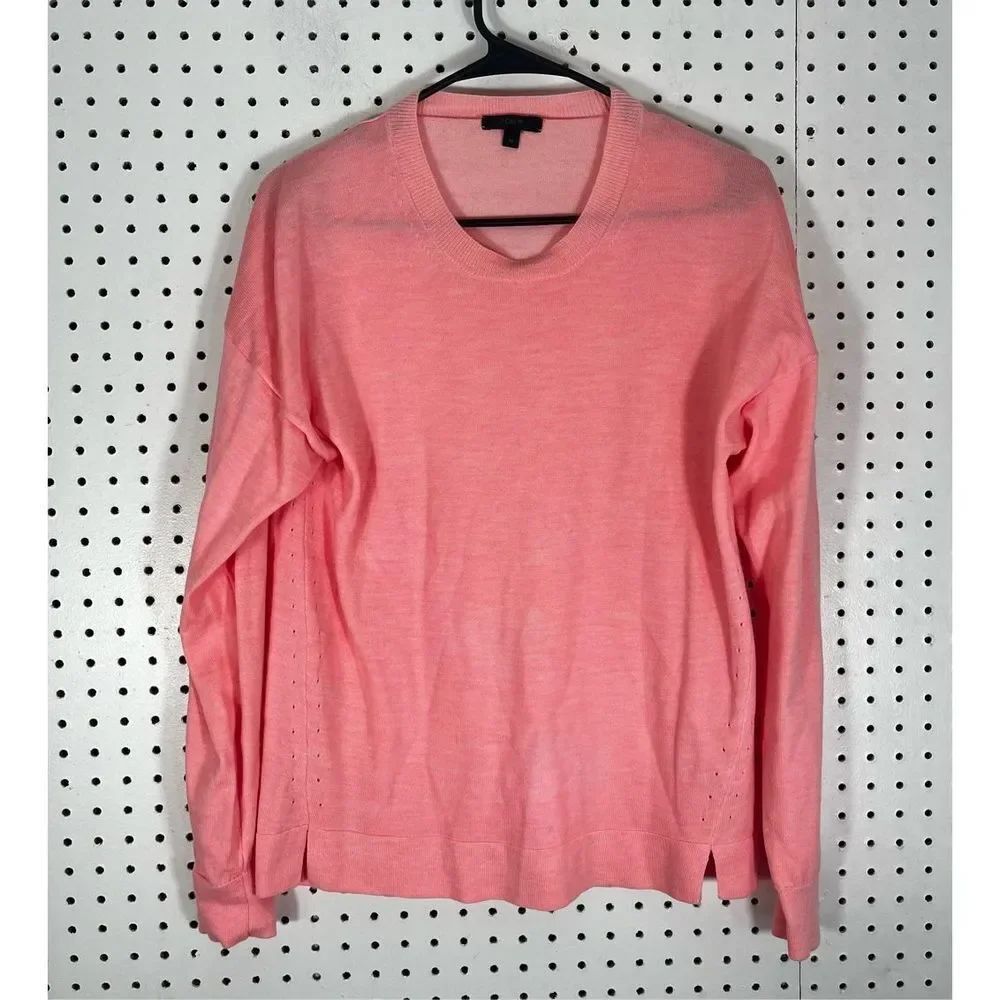 J.Crew pointelle wool blend pullover lightweight sweater